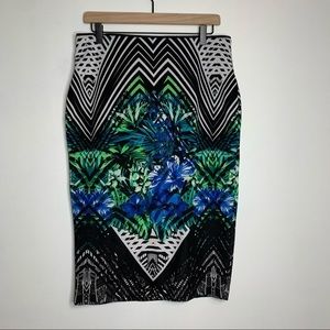 Bisou Bisou Scuba Floral Pencil Skirt Sz Large